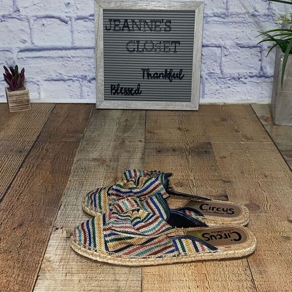 Circus Sam Edelman Lulu Striped Bow Espadrille mules - Picture 2 of 14